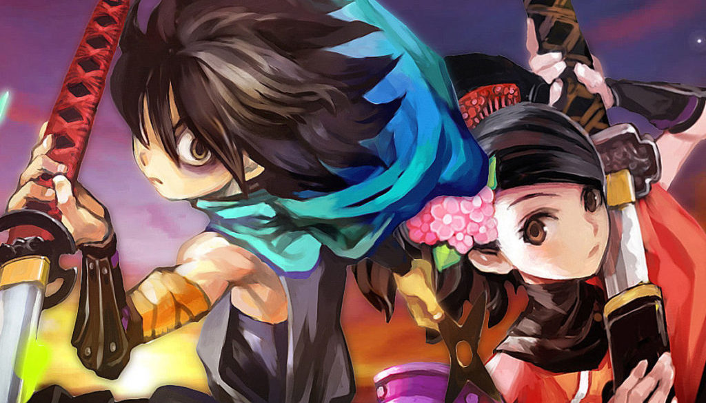 The two heroes of Muramasa, side by side, holding katana blades