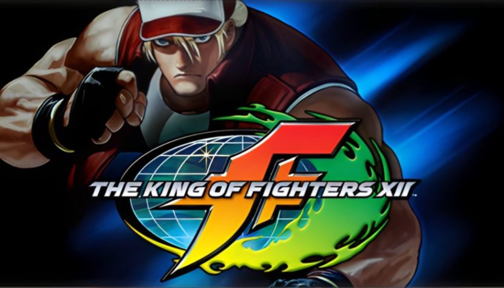 Terry Bogard, ready to fight, behind the Kong of Fighters 12 logo
