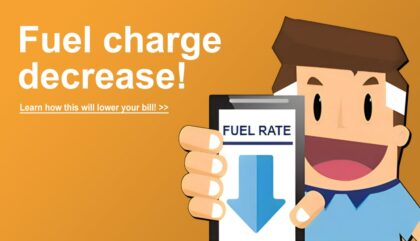 illustration of a customer happy over a fuel charge decrease